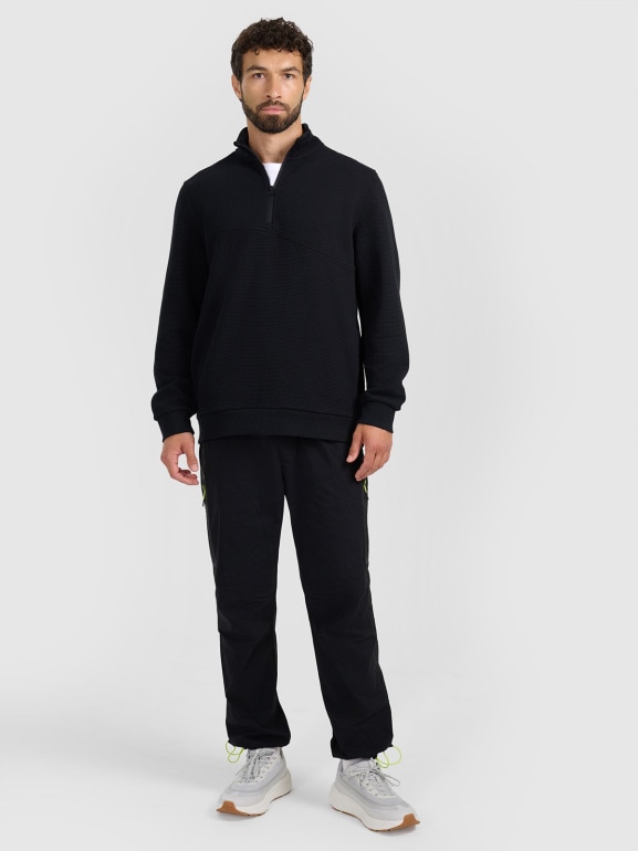Męska bluza dresowa bez kaptura 4F 4FWAW25TSWSM1930 - czarna