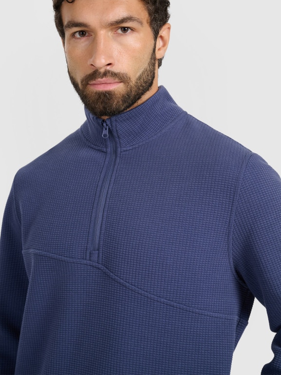 Męska bluza dresowa bez kaptura 4F 4FWAW25TSWSM1930 - granatowa