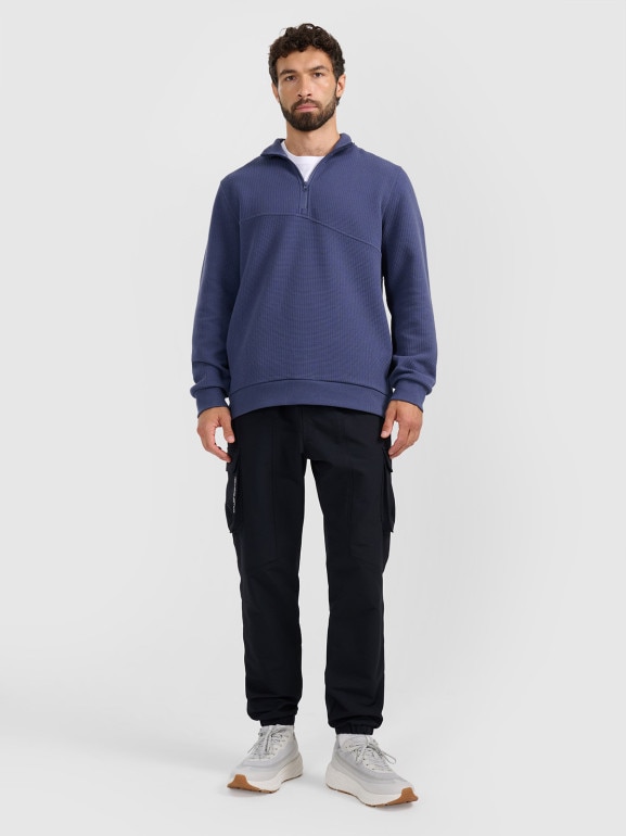 Męska bluza dresowa bez kaptura 4F 4FWAW25TSWSM1930 - granatowa