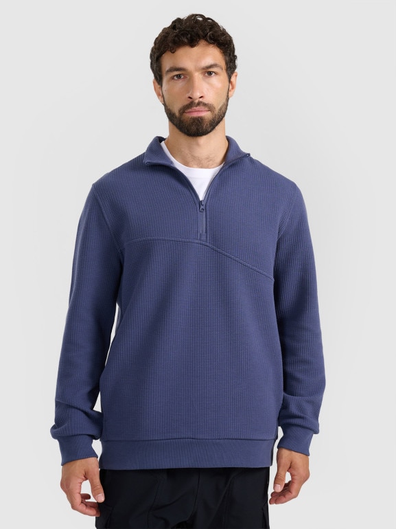 Męska bluza dresowa bez kaptura 4F 4FWAW25TSWSM1930 - granatowa