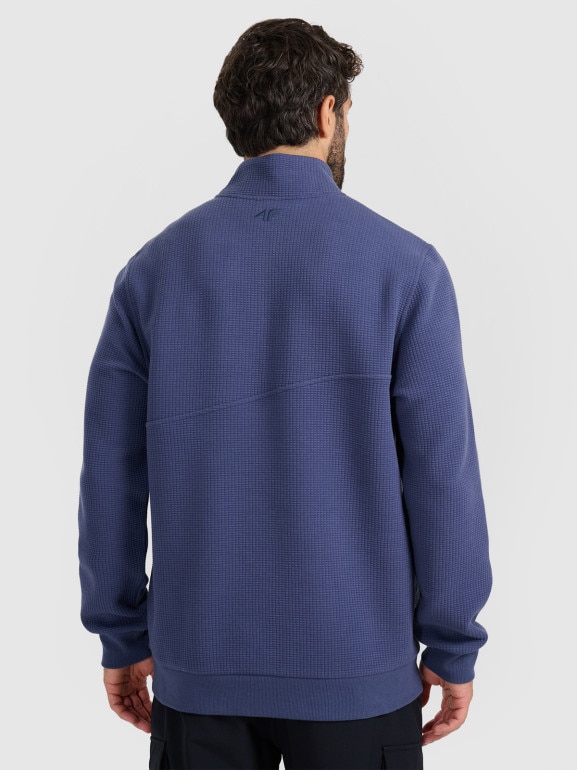 Męska bluza dresowa bez kaptura 4F 4FWAW25TSWSM1930 - granatowa