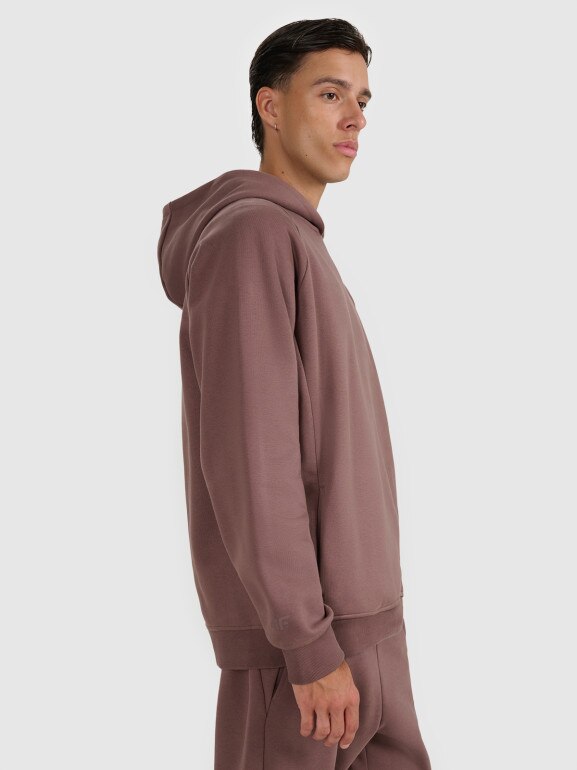 Męska bluza nierozpinana bez kaptura 4F 4FWAW25TSWSM1946 - brązowa