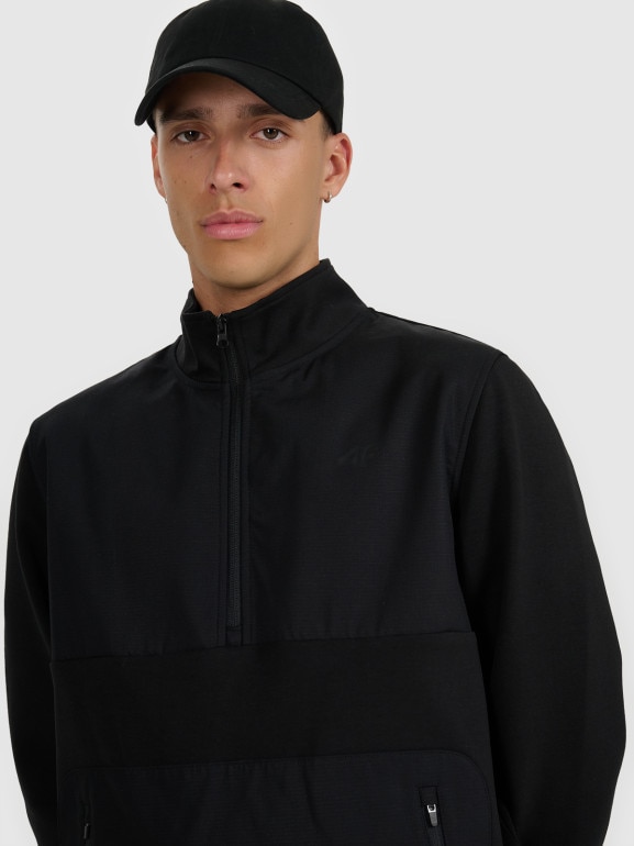 Męska bluza nierozpinana bez kaptura 4F 4FWAW25TSWSM1947 - czarna