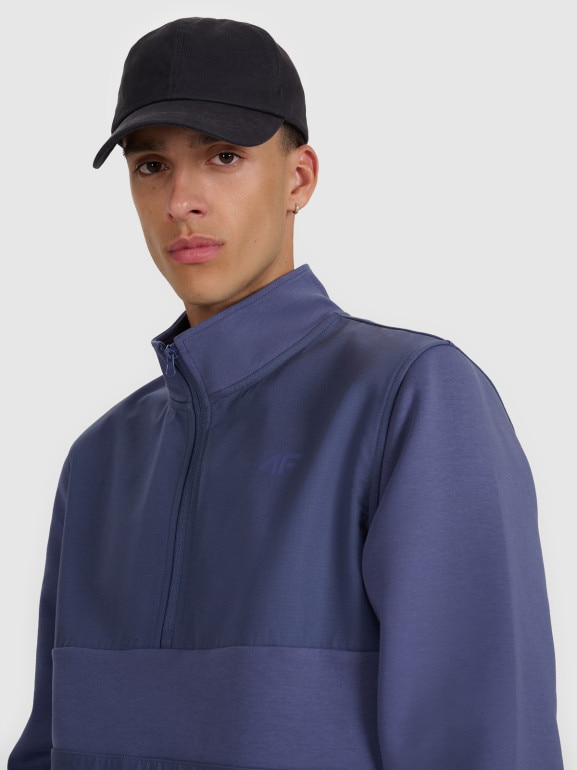 Męska bluza nierozpinana bez kaptura 4F 4FWAW25TSWSM1947 - granatowa