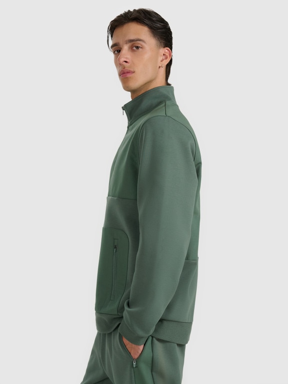 Męska bluza nierozpinana bez kaptura 4F 4FWAW25TSWSM1947 - zielona