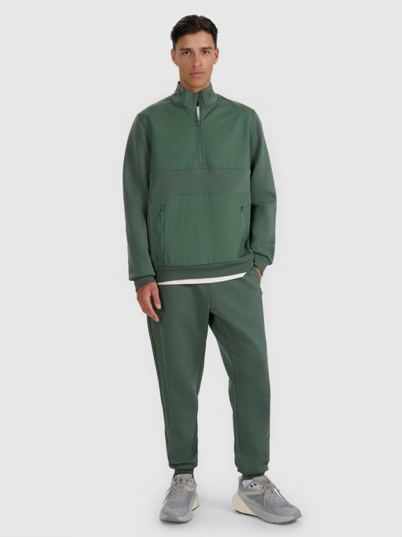 Męska bluza nierozpinana bez kaptura 4F 4FWAW25TSWSM1947 - zielona