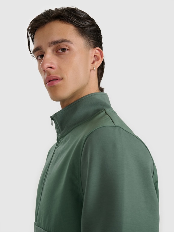 Męska bluza nierozpinana bez kaptura 4F 4FWAW25TSWSM1947 - zielona