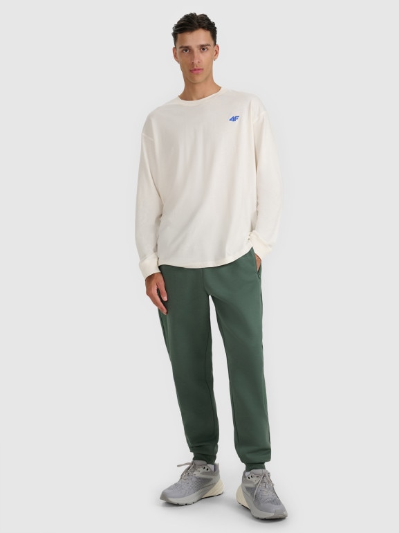 Męskie spodnie dresowe joggery 4F 4FWAW25TTROM1252 - khaki