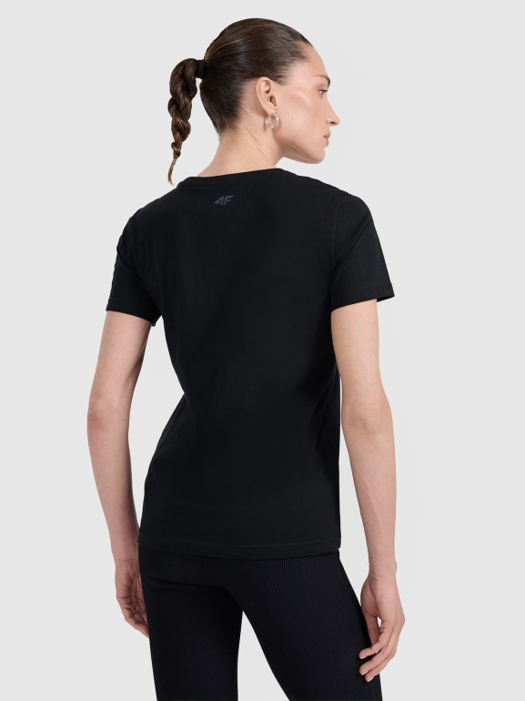 Damski t-shirt z nadrukiem 4F 4FWAW25TTSHF2322 - czarny