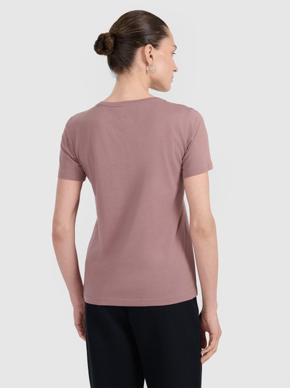 Damski t-shirt z nadrukiem 4F 4FWAW25TTSHF2322 - brązowy