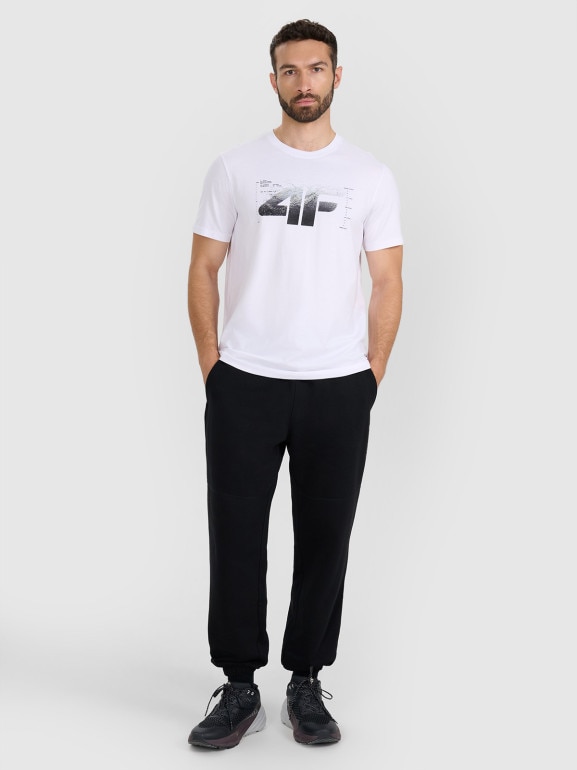 Męski t-shirt z nadrukiem 4F 4FWAW25TTSHM2359 - biały