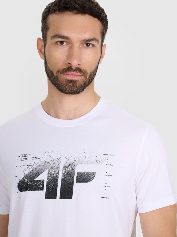 Męski t-shirt z nadrukiem 4F 4FWAW25TTSHM2359 - biały