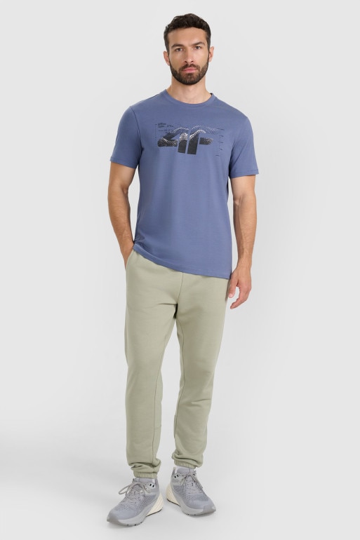 Męski t-shirt z nadrukiem 4F 4FWAW25TTSHM2359 - granatowy