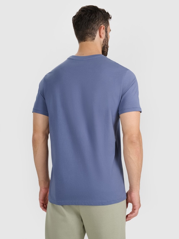 Męski t-shirt z nadrukiem 4F 4FWAW25TTSHM2359 - granatowy