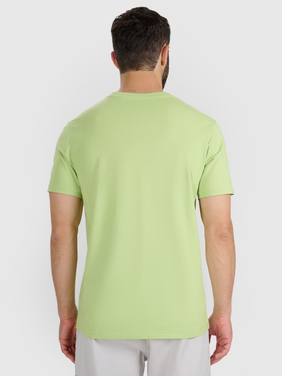 Męski t-shirt z nadrukiem 4F 4FWAW25TTSHM2359 - zielony