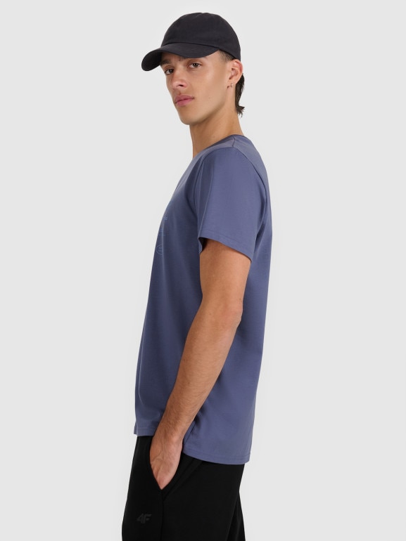 Męski t-shirt z nadrukiem 4F 4FWAW25TTSHM2402 - granatowy