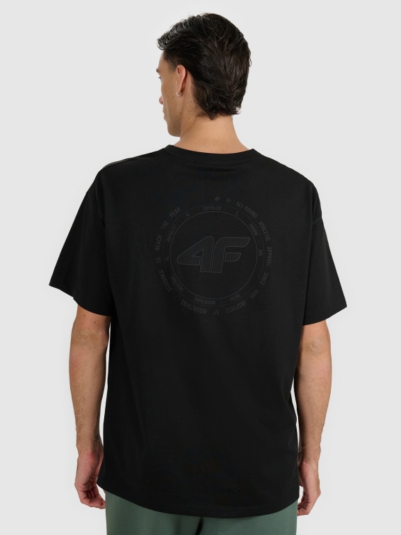 Męski t-shirt z nadrukiem 4F 4FWAW25TTSHM2403 - czarny