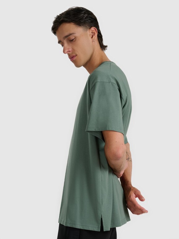 Męski t-shirt z nadrukiem 4F 4FWAW25TTSHM2403 -khaki