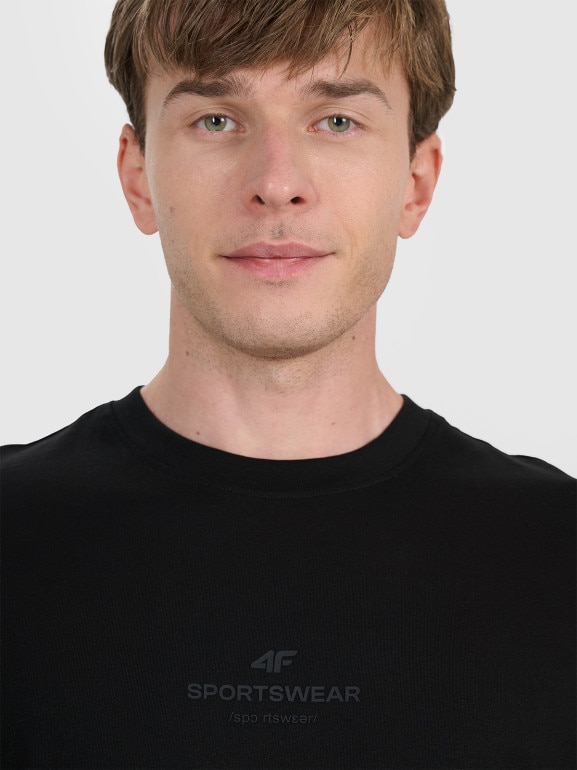Męski t-shirt z nadrukiem 4F 4FWAW25TTSHM2961 - czarny