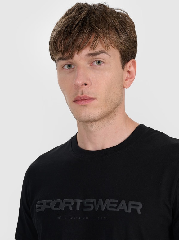 Męski t-shirt z nadrukiem 4F 4FWAW25TTSHM2962 - czarny