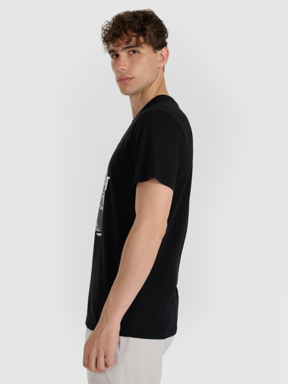 Męski t-shirt z nadrukiem 4F 4FWAW25TTSHM3121 - czarny