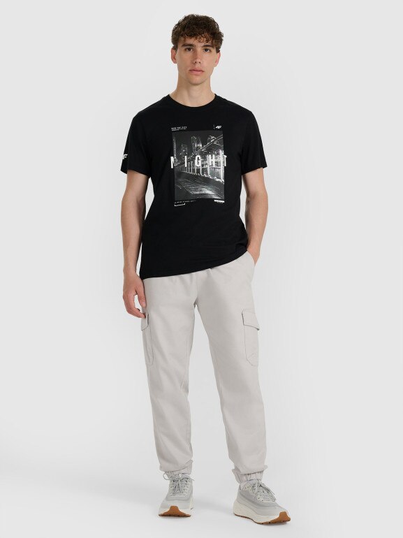 Męski t-shirt z nadrukiem 4F 4FWAW25TTSHM3121 - czarny