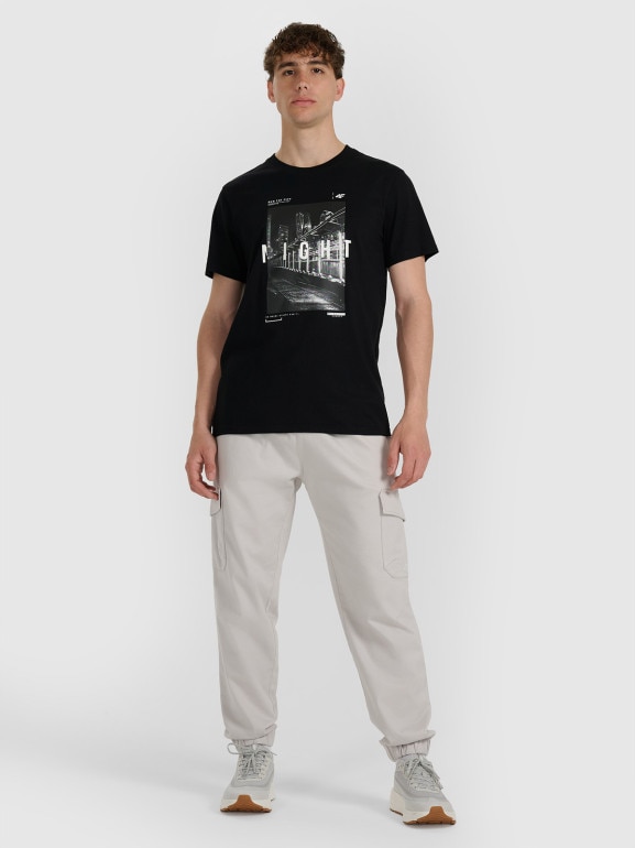 Męski t-shirt z nadrukiem 4F 4FWAW25TTSHM3121 - czarny