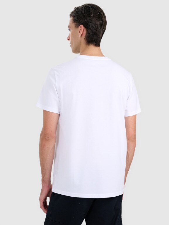 Męski t-shirt z nadrukiem 4F 4FWAW25TTSHM3124 - biały