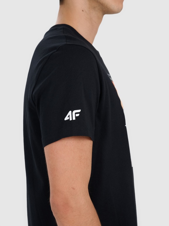 Męski t-shirt z nadrukiem 4F 4FWAW25TTSHM3124 - czarny