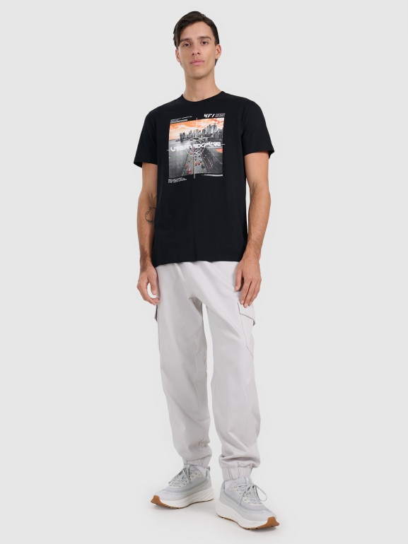 Męski t-shirt z nadrukiem 4F 4FWAW25TTSHM3124 - czarny