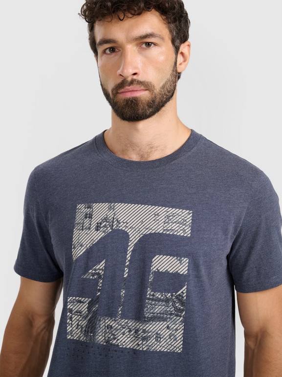 Męski t-shirt z nadrukiem 4F 4FWAW25TTSHM3126 - szary