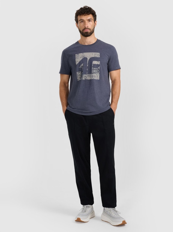 Męski t-shirt z nadrukiem 4F 4FWAW25TTSHM3126 - szary