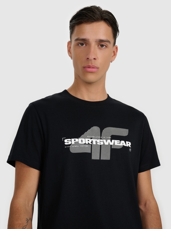 Męski t-shirt z nadrukiem 4F 4FWAW25TTSHM3127 - czarny
