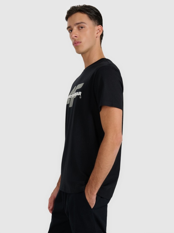 Męski t-shirt z nadrukiem 4F 4FWAW25TTSHM3127 - czarny