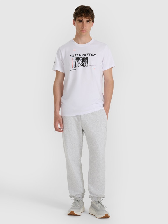 Męski t-shirt z nadrukiem 4F 4FWAW25TTSHM3130 - biały