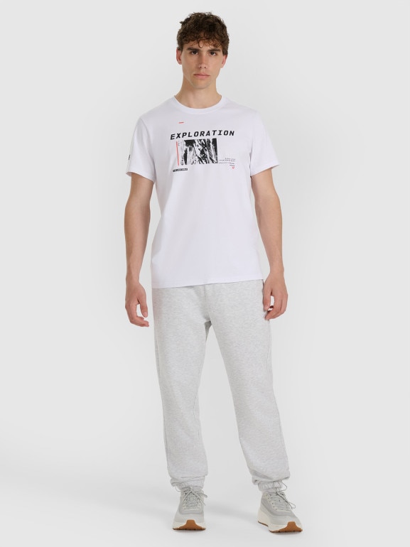 Męski t-shirt z nadrukiem 4F 4FWAW25TTSHM3130 - biały