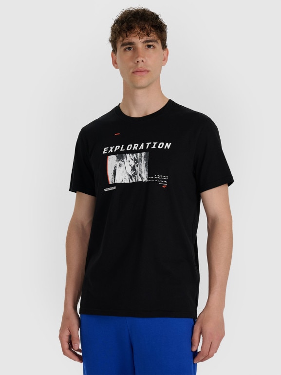 Męski t-shirt z nadrukiem 4F 4FWAW25TTSHM3130 - czarny