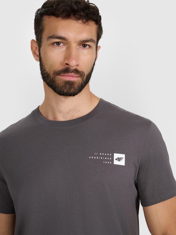 Męski t-shirt z nadrukiem 4F 4FWAW25TTSHM3131 - szary