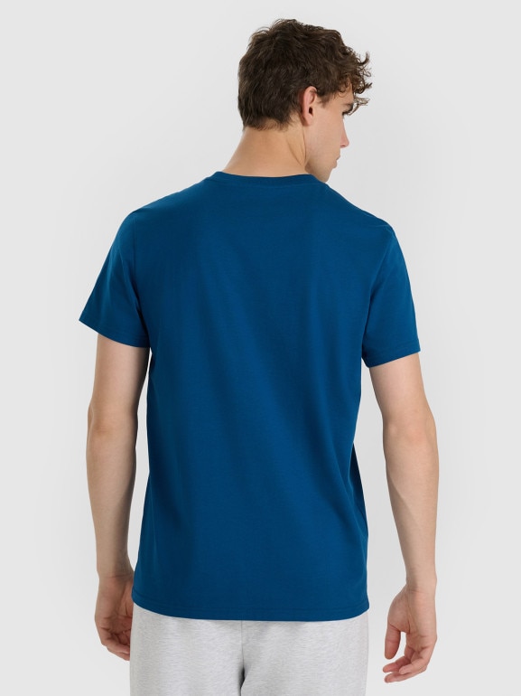 Męski t-shirt z nadrukiem 4F 4FWAW25TTSHM3131 - granatowy