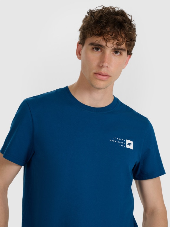 Męski t-shirt z nadrukiem 4F 4FWAW25TTSHM3131 - granatowy