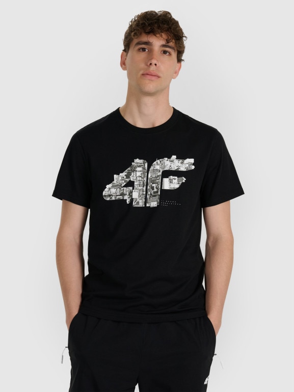 Męski t-shirt z nadrukiem 4F 4FWAW25TTSHM3132 - czarny