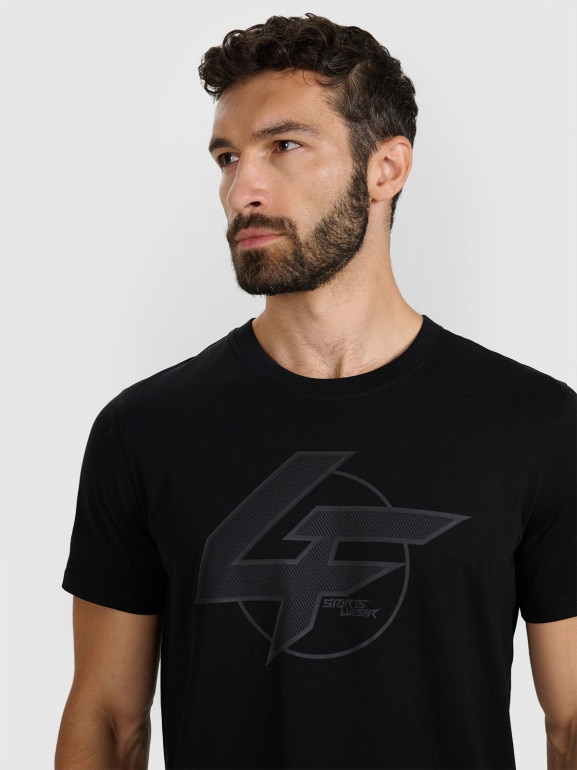 Męski t-shirt z nadrukiem 4F 4FWAW25TTSHM3133 - czarny