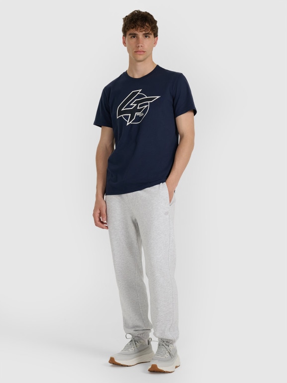 Męski t-shirt z nadrukiem 4F 4FWAW25TTSHM3133 - granatowy