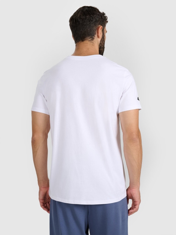 Męski t-shirt z nadrukiem 4F 4FWAW25TTSHM3135 - biały