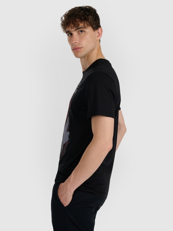 Męski t-shirt z nadrukiem 4F 4FWAW25TTSHM3135 - czarny