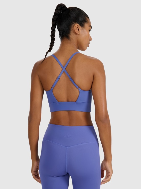 Damski biustonosz treningowy 4F 4FWAW25USBAF173 - granatowy