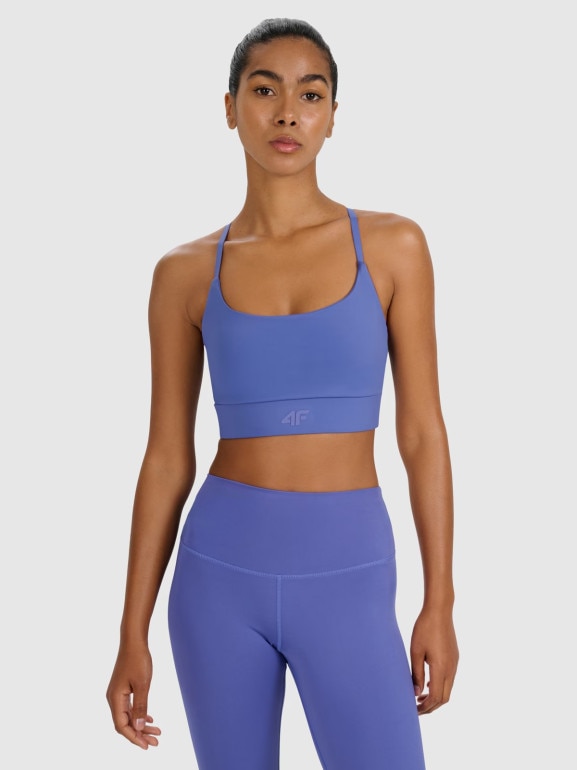 Damski biustonosz treningowy 4F 4FWAW25USBAF173 - granatowy