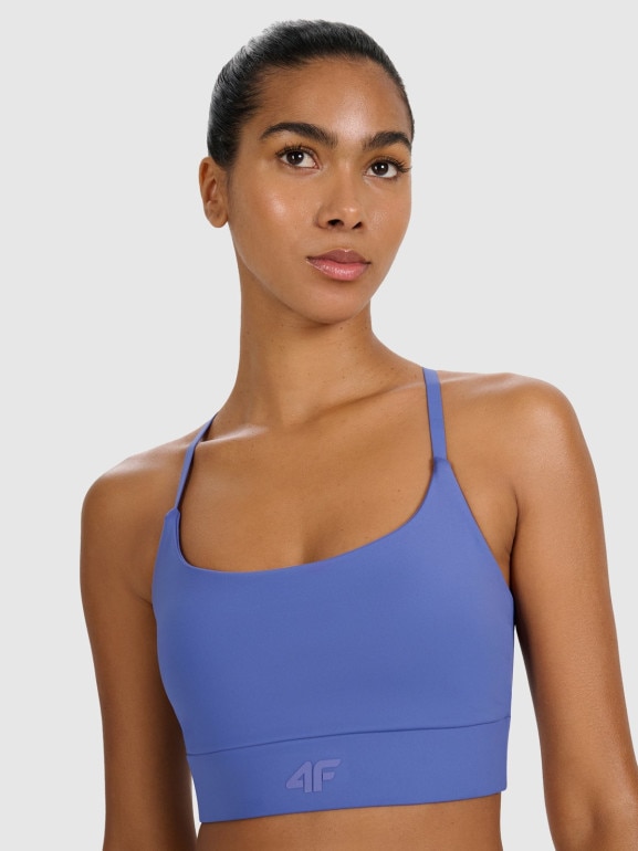 Damski biustonosz treningowy 4F 4FWAW25USBAF173 - granatowy