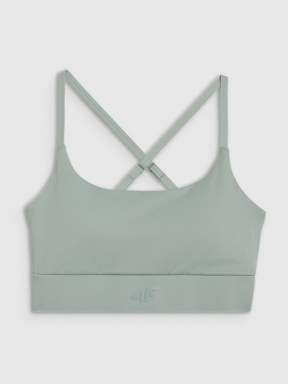 Damski biustonosz treningowy 4F 4FWAW25USBAF173 - zielony