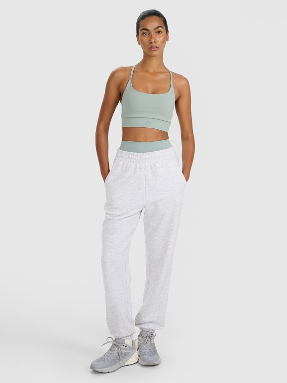 Damski biustonosz treningowy 4F 4FWAW25USBAF173 - zielony